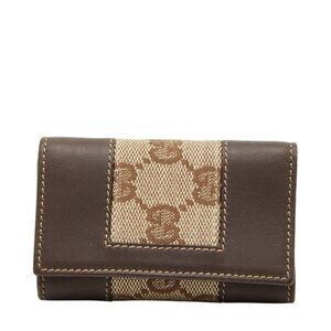 Gucci GG Canvas 6 Rows Brown Canvas Leather